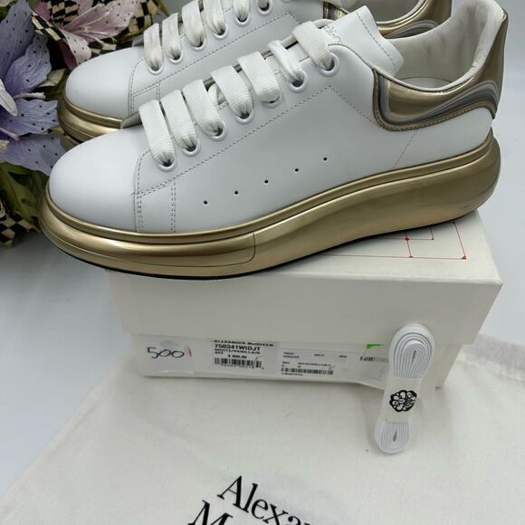 Men’s Alexander McQueen chunky oversized, leather metallic sneakers size 42 - Picture 4 of 8